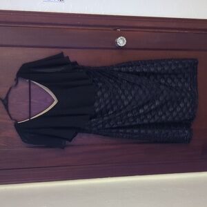 New with Tags Connected Apparel Black Shimmery V Neck Stretch Dress Size 14